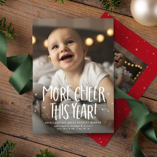 Cartão De Festividades Mais alegria este ano, bonitinho, duas fotos verme