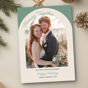Cartão De Festividades Mais Felizes Juntos Foto Arqueada Simples Moderna