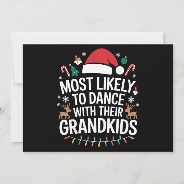 Cartão De Festividades Mais Propenso a Dançar com os Netos Família  (Frente)