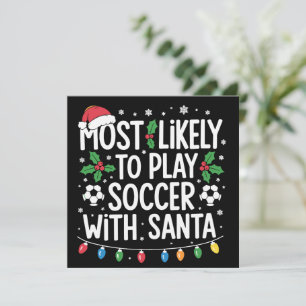 Cartão De Festividades Mais Propenso a Jogar Futebol com o Papai Noel Fam