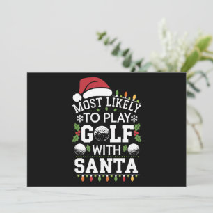 Cartão De Festividades Mais Propenso a Jogar Golfe com o Papai Noel Famíl