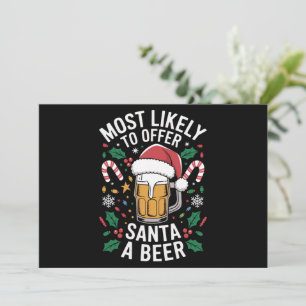 Cartão De Festividades Mais Propenso a Oferecer Cerveja ao Papai Noel Fam