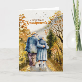 Cartão De Festividades Mais velho Casal Woodland Caminho Dia dos Avós