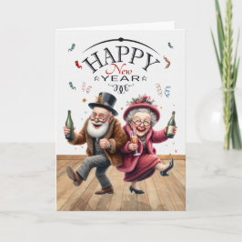 Cartão De Festividades Mais velho Engraçados de Estilo de Caricatura Vint