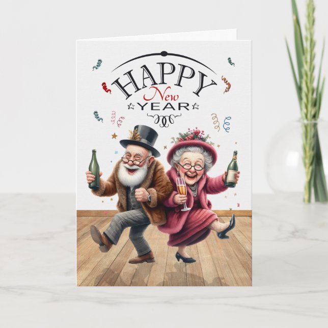 Cartão De Festividades Mais velho Engraçados de Estilo de Caricatura Vint (Frente)