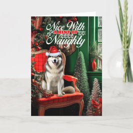 Cartão De Festividades Malamute Cachorro Malamute de Natal ou Nice