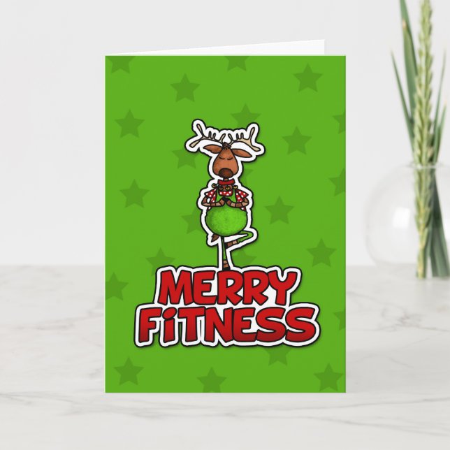 Cartão De Festividades Malhação de feliz - Yoga - Reindeer na Postura da  (Frente)