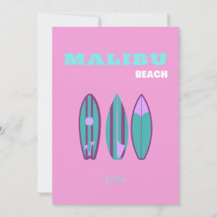 Cartão De Festividades Malibu, Malibu Beach, California, Preppy, Pink