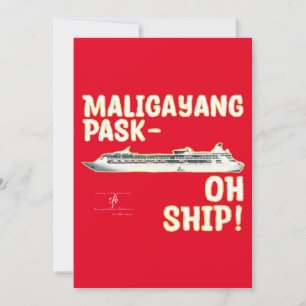 Cartão De Festividades Maligayang Pask-OH SHIP! Holida de Natal Vermelho/