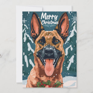 Cartão De Festividades Malinois Belga Feliz Natal