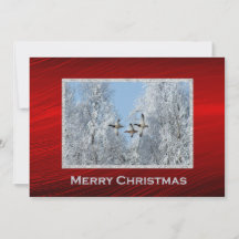 Mallard Ducks Voando Neve Foto de Natal Flat