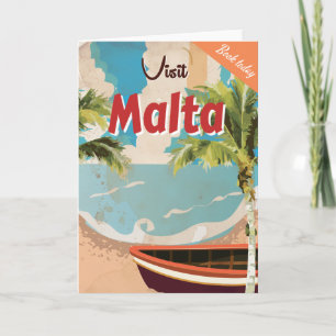 Cartão De Festividades Malta vacation Vintage Travel Poster.