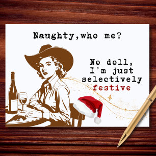 Cartão De Festividades Maluca Sou Eu Piada Vintage Cowgirl Natal