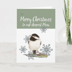 Cartão De Festividades Mamã do Natal de nós pássaro bonito do Chickade
