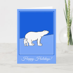 Cartão De Festividades Mamã do urso polar e pintura de Cub - arte dos