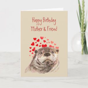 Cartão De Festividades Mamãe Ama Cardíaco Coração Bonito Animal