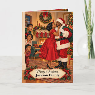 Cartão De Festividades Mamãe Beijando o Papai Noel