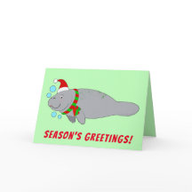 Manatim em Chapéu de Papai Noel e Cachecol Cumprim