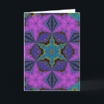 Cartão De Festividades Mandala Kaleidoscopic de Starburst do floco de<br><div class="desc">Um design kaleidoscopic da mandala criou de uma fotografia da "de uma planta galinha e dos pintinhos". O centro tem um teste padrão da estrela ou do floco de neve. As cores são ricas e vibrantes</div>
