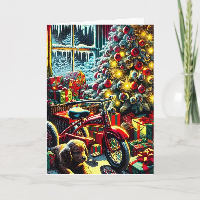 Cartão De Festividades Manhã de Natal Nostálgica, antiga (Frente)