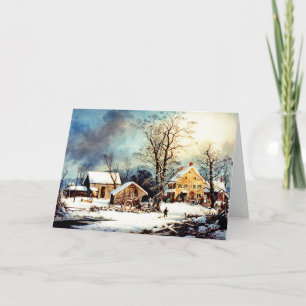 Cartão De Festividades Manhã de neve fria