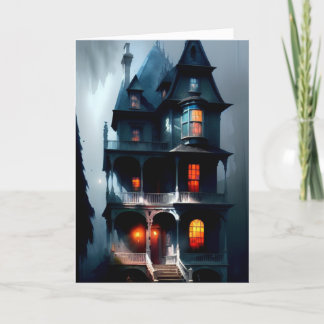 Cartão De Festividades Mansão Victoriana Assombrada