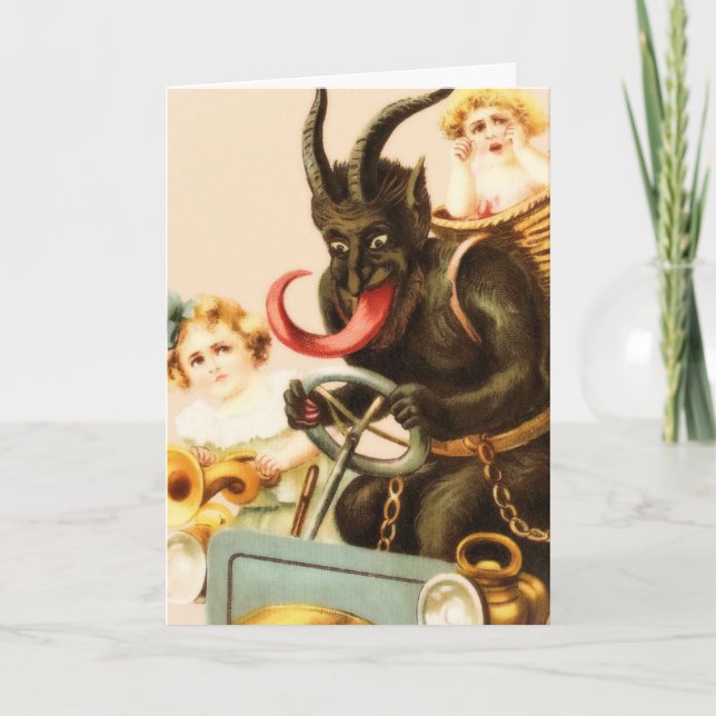 Cartão De Festividades Mantendo Krampus (Frente)