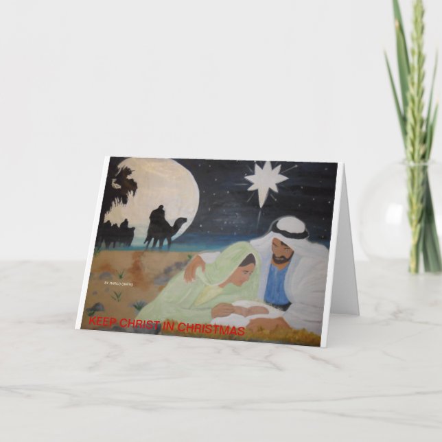 Cartão De Festividades Mantenha o cristo no Natal (Frente)