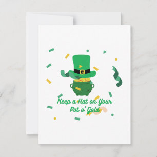 Cartão De Festividades Mantenha um chapéu em seu Pote O'Dourado em um