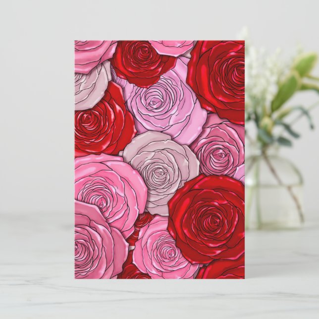 Cartão De Festividades Manto de Rosas (Em pé/Frente)