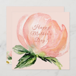 Cartão De Festividades Manuscrito De Aquarela Floral Rosa Feliz Dia das M