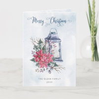 Manuscrito Feliz Natal com Poinsettias de Aquarela