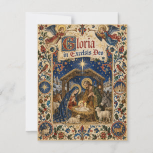 Cartão De Festividades Manuscrito Iluminado Medieval da Natividade