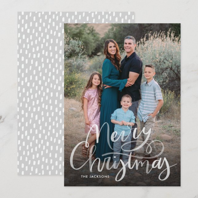 Cartão De Festividades Manuscrito Moderno Deixou Feliz Natal (Frente/Verso)