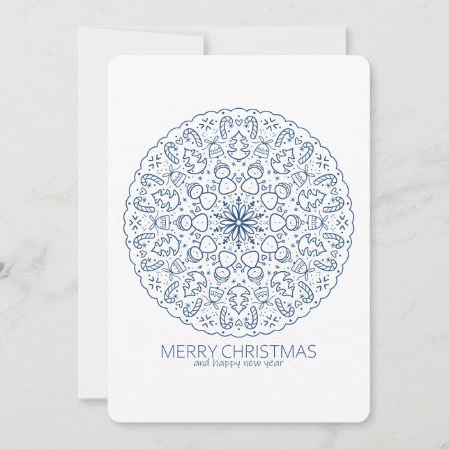 Cartão De Festividades Mão Bonita de Natal Desenhando Mandala (Frente)