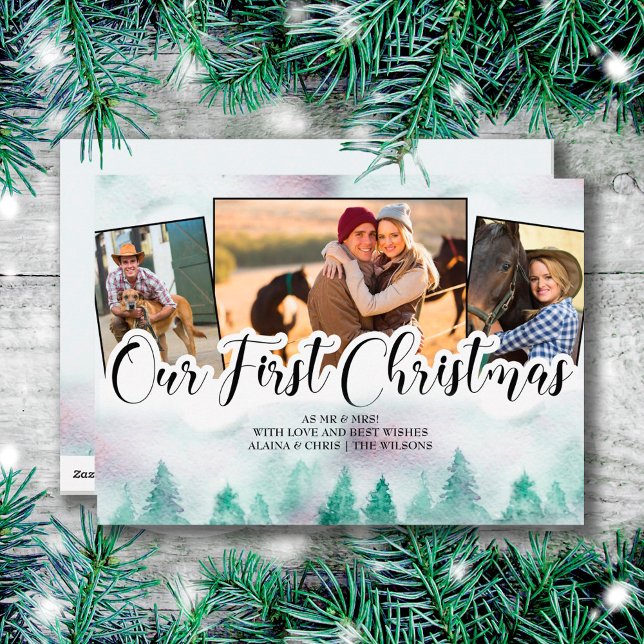 Cartão De Festividades Mão de Foto Mistura Floresta 3 Letretada Primeiro  (Criador carregado)