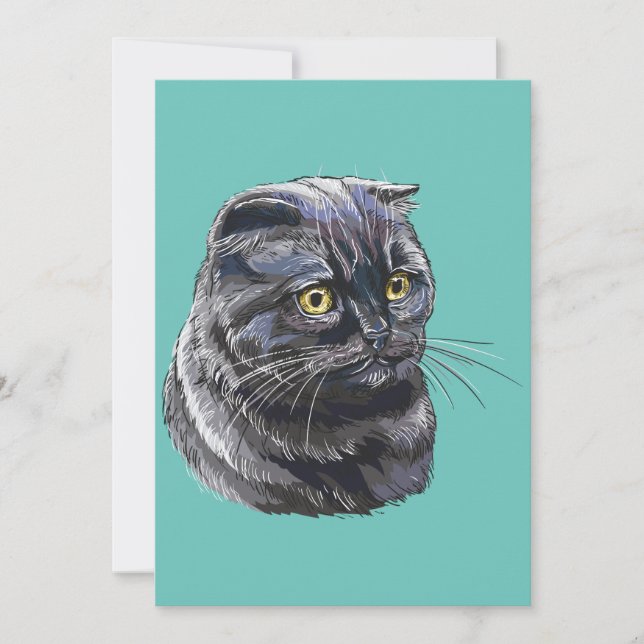 Cartão De Festividades Mão desenhando engraçado gato britânico negro fofo (Frente)
