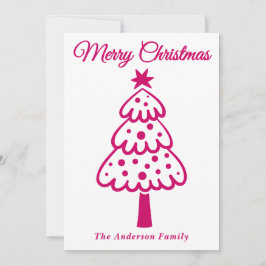 Cartão De Festividades Mão Magenta Whimsical Desenhada Árvore de Natal