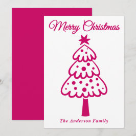 Cartão De Festividades Mão Magenta Whimsical Desenhada Árvore de Natal