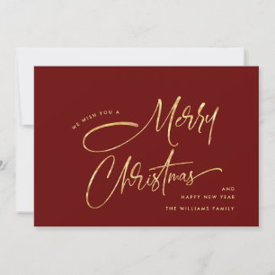 Cartão De Festividades Mão Minimalista Elegante Escrevendo Feliz Natal