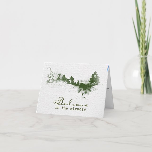 Cartão De Festividades Mão pintada com Feliz Carimbo de Natal (Frente)