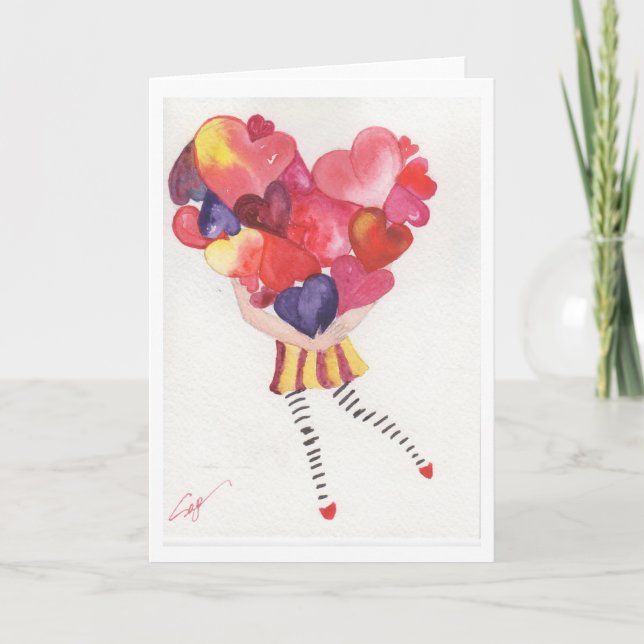 Cartão De Festividades Mãos cheio de amor (Frente)