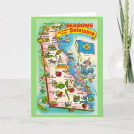 Cartão De Festividades Mapa Antigo de Delaware