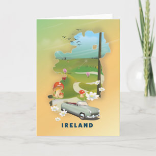 Cartão De Festividades Mapa da Irlanda - viagens vintage