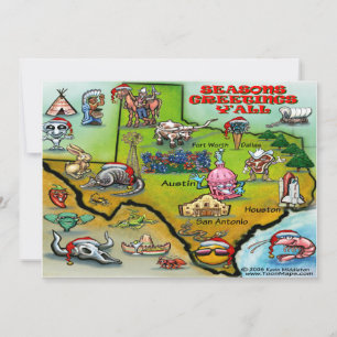 Cartão De Festividades Mapa de Natal do TEXAS