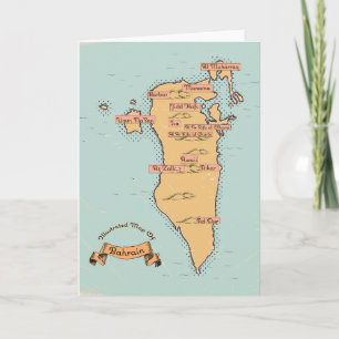 Cartão De Festividades Mapa de viagem antigo do Bahrein
