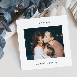 Cartão De Festividades Máquina de escrever minimalista   Amor e Luz com F