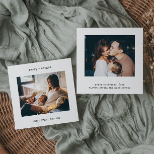 Cartão De Festividades Máquina de escrever minimalista Feliz Natal Duas