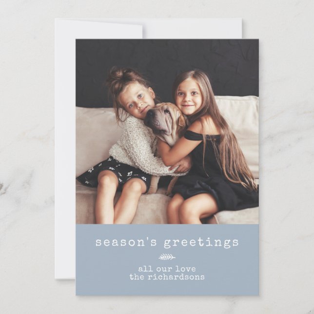 Cartão De Festividades Máquina de escrever moderna e foto do filme azul|  (Frente)