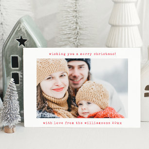 Cartão De Festividades Máquina de escrever retrô minimalista no Natal de 